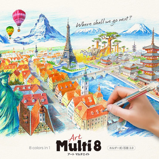 PENTEL Art Multi 8 Multicolor Pencil (incluye refill de 8 colores)