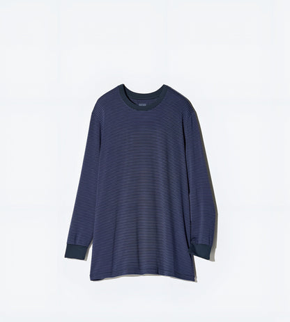 UNIQLO HEATTECH Crew Neck Long T-Shirt / Stripe (L)