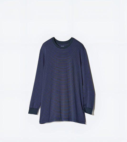 UNIQLO HEATTECH Crew Neck Long T-Shirt / Stripe (L)